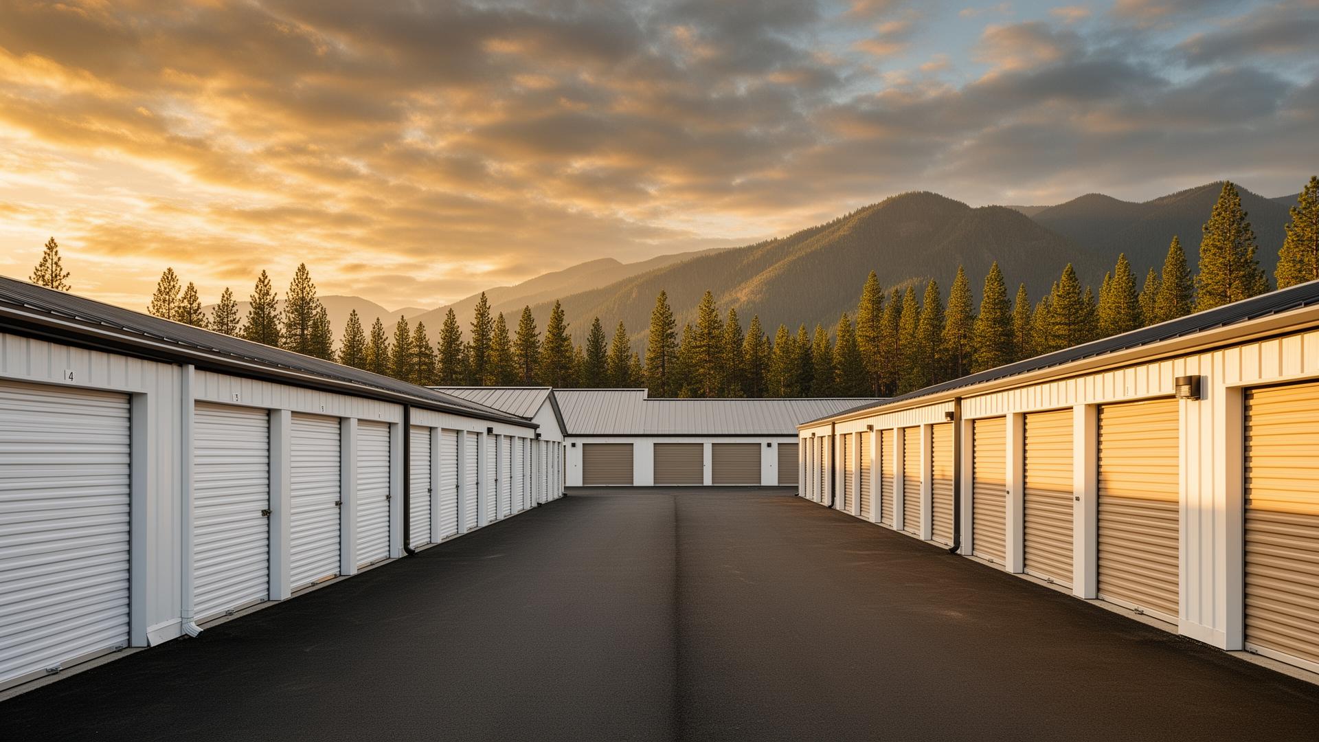 Ryno Storage facility in Post Falls Idaho at golden hour